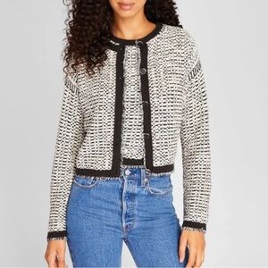 CLUB MANACO Black and White Knit Cardigan